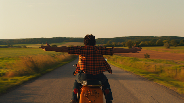 Motorcycle Adventure at Sunset