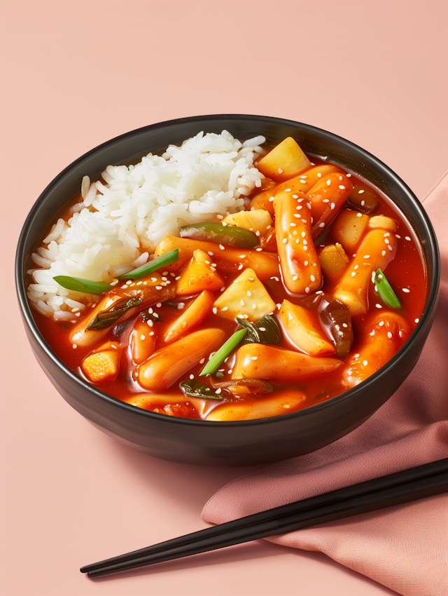 Korean Tteokbokki Dish Close-Up