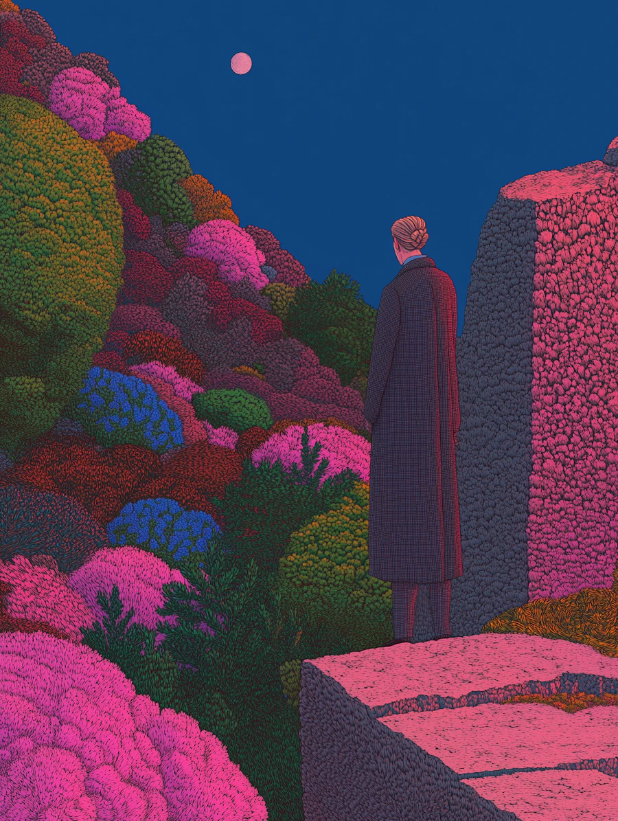 Solitary Figure in Surreal Landscape