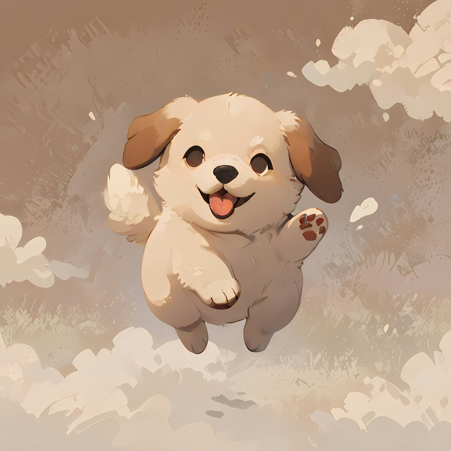 Joyful Puppy in Dreamy Clouds