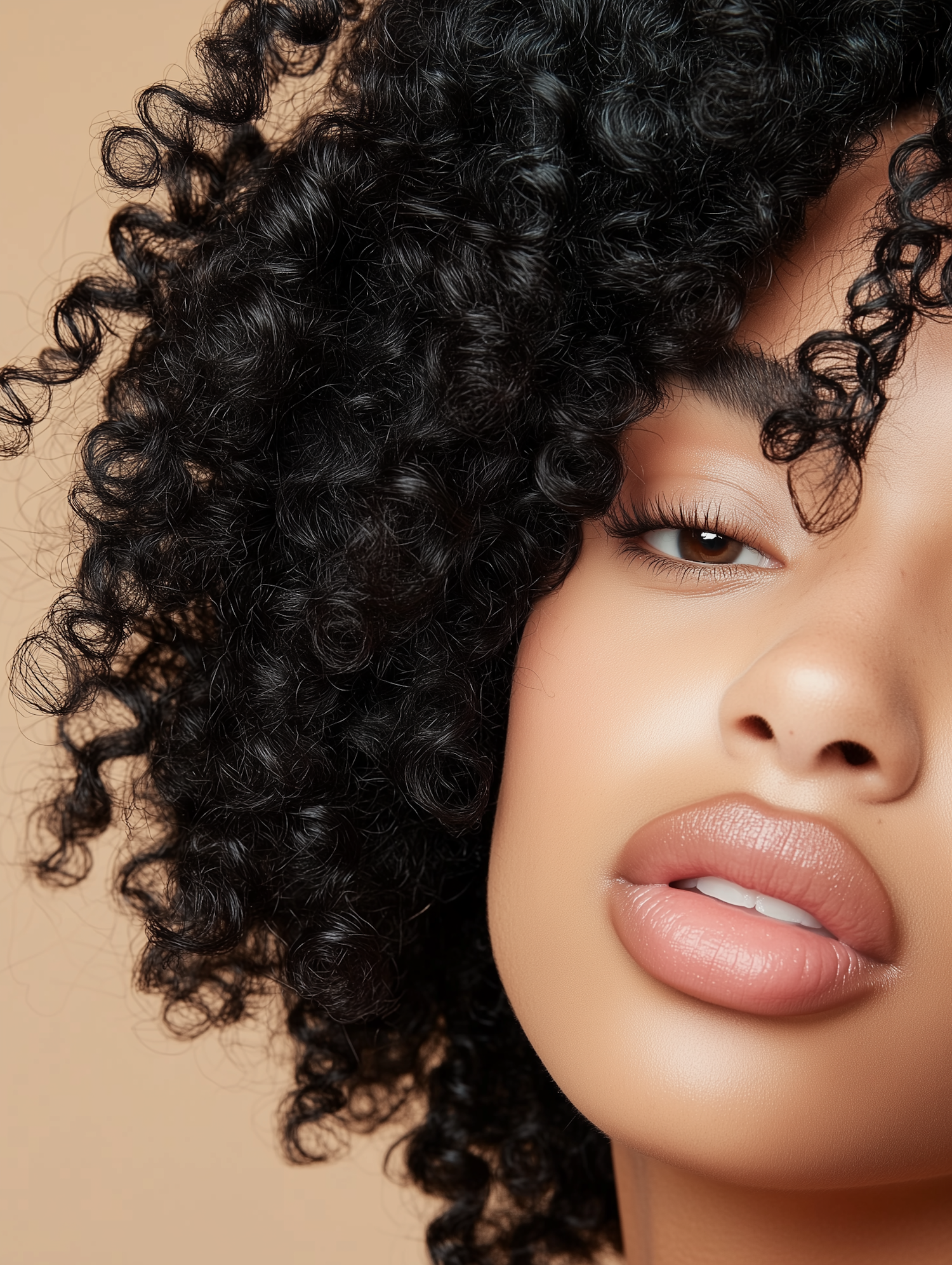 Close-up Portrait with Curly Hair