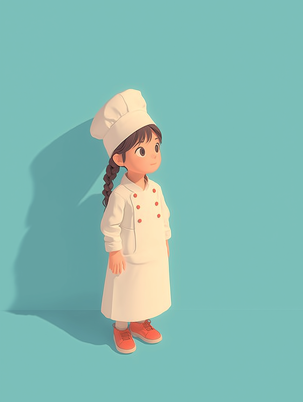 Animated Girl Dressed as Chef