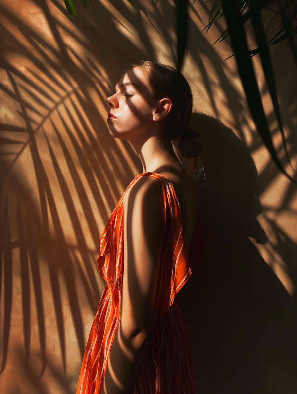 Tranquil Woman in Sunlit Room