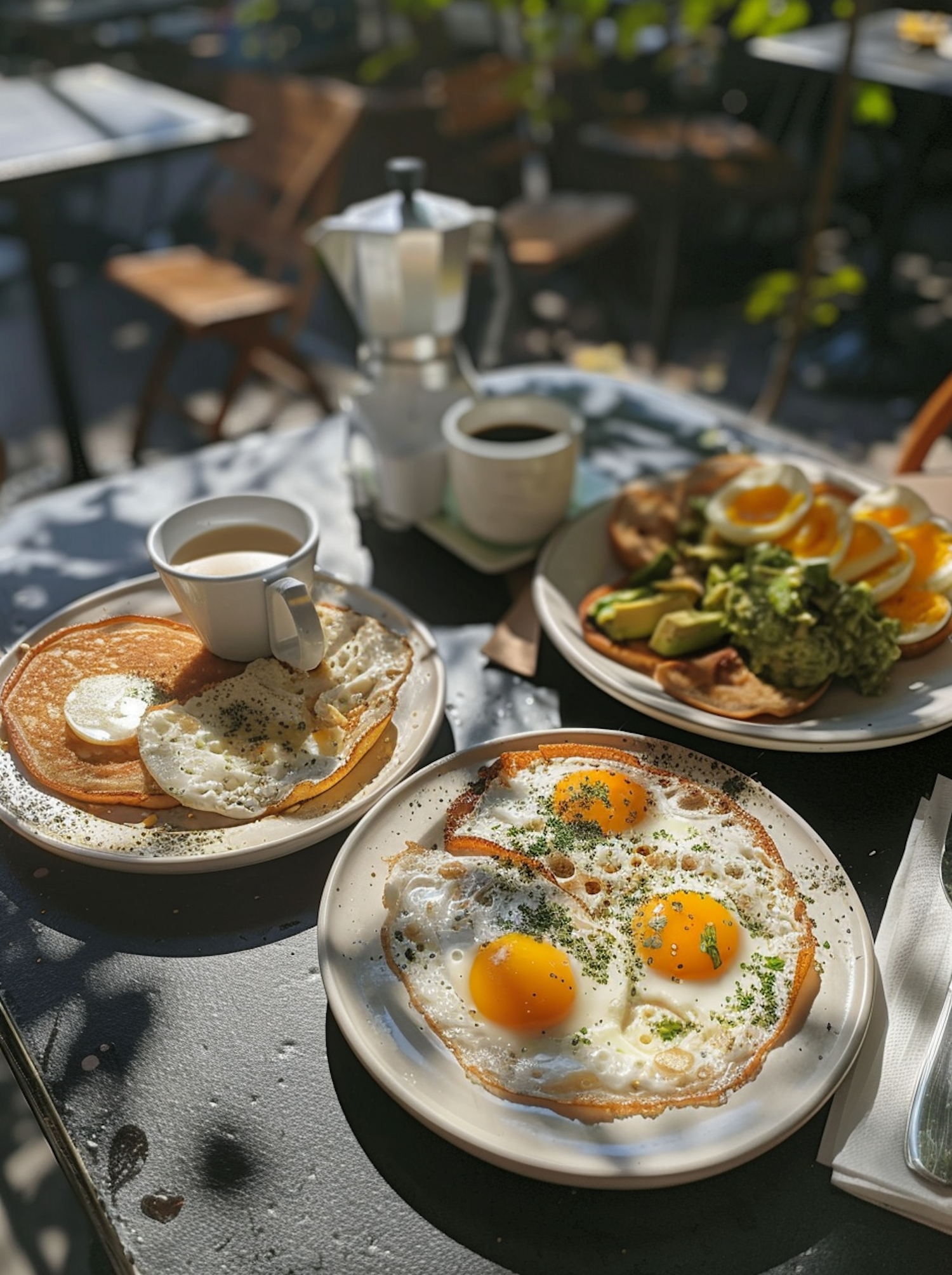 Sunlit Outdoor Breakfast Setting