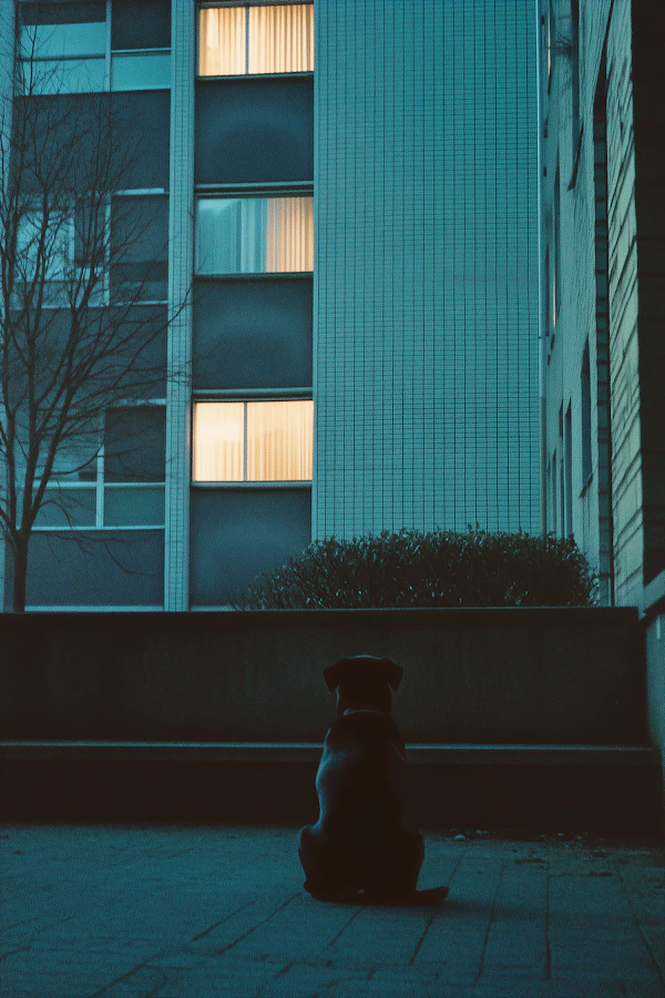 Solitary Dog in Urban Setting