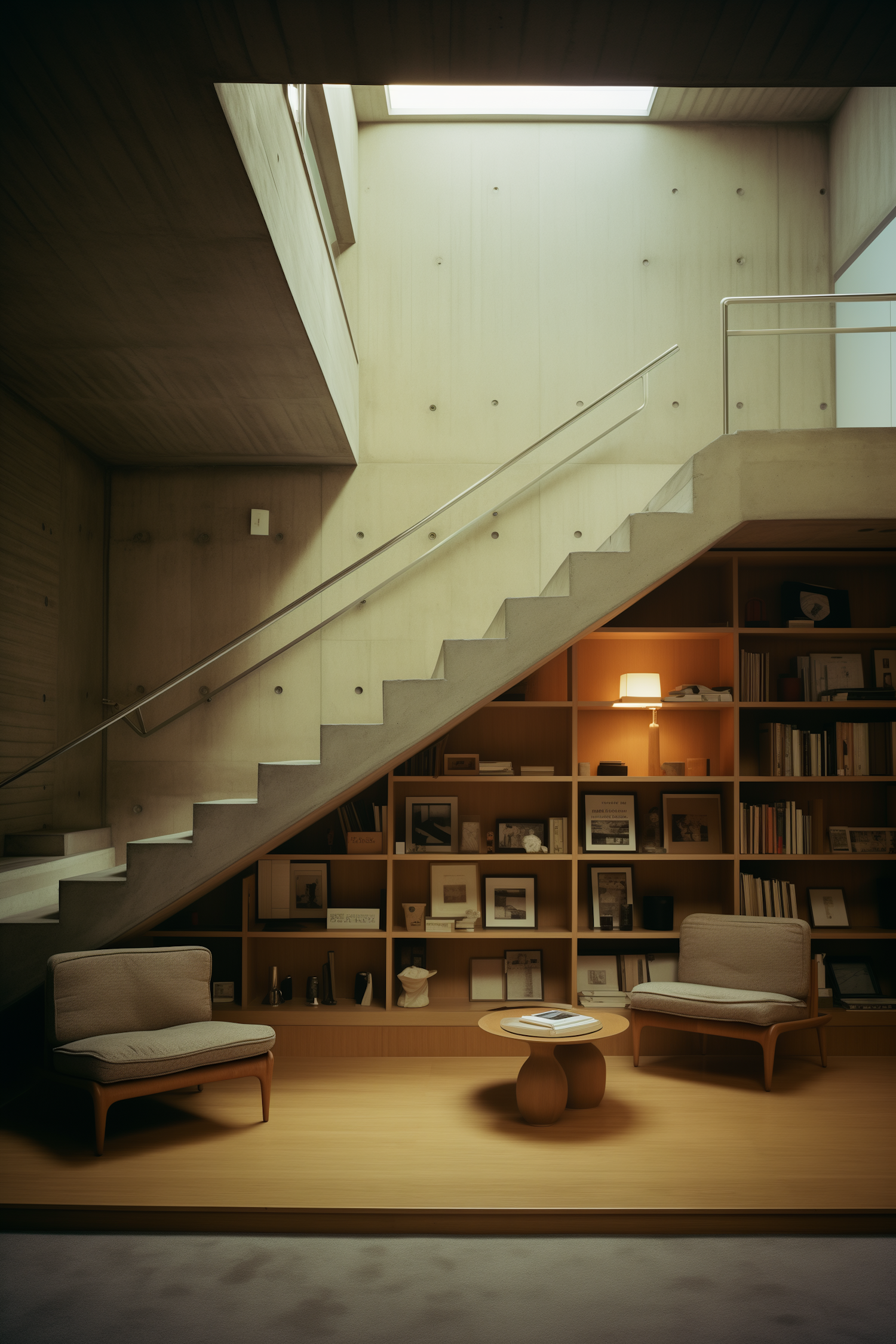 Warm Wood & Concrete Modernist Living Space