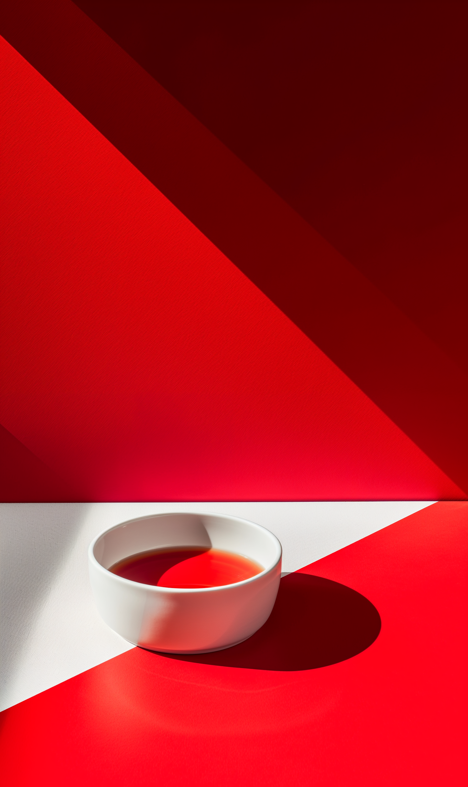 Red and White Abstract Composition