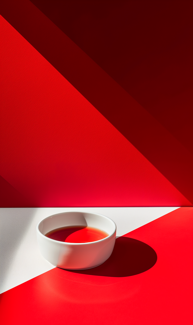 Red and White Abstract Composition