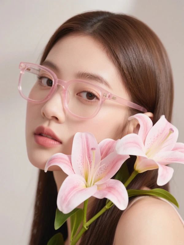 Woman with Pink Lilies