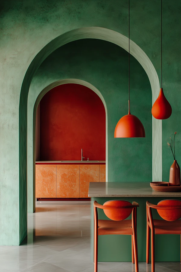 Modern Green-Orange Interior