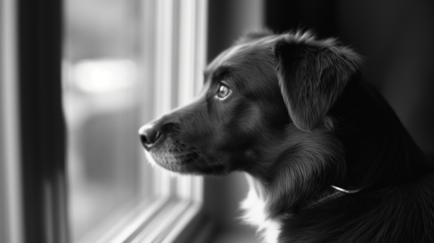 Contemplative Dog at the Window