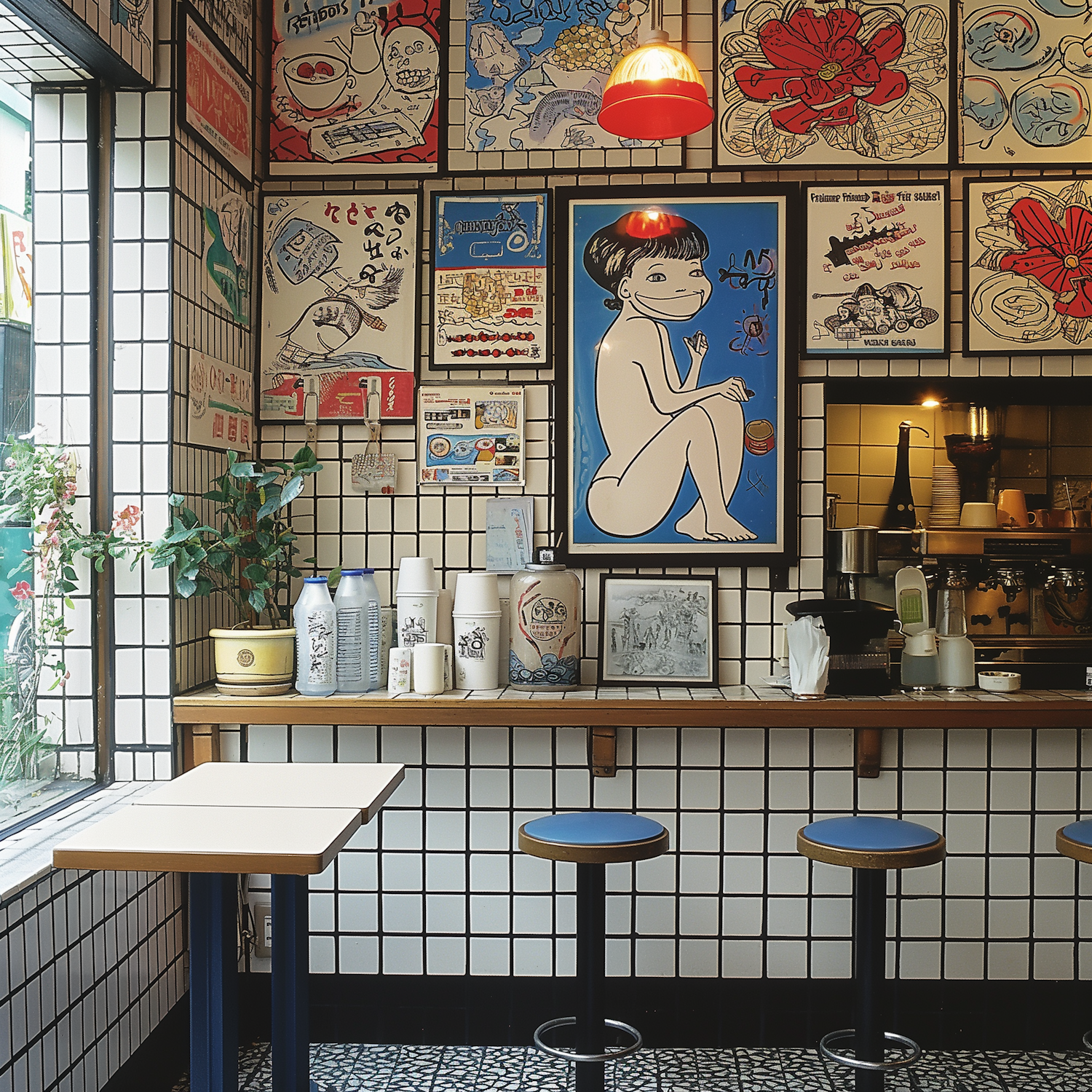 Vibrant Japanese-Inspired Cafe Interior