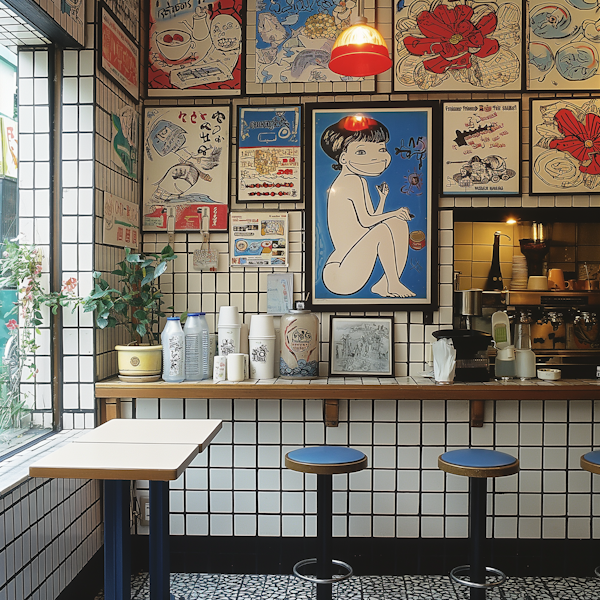 Vibrant Japanese-Inspired Cafe Interior