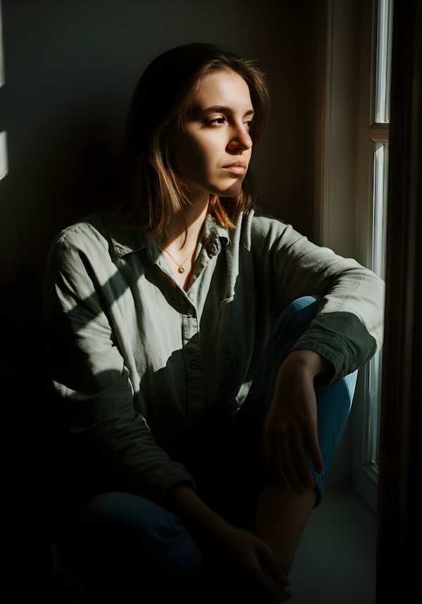 Contemplative Woman by the Window