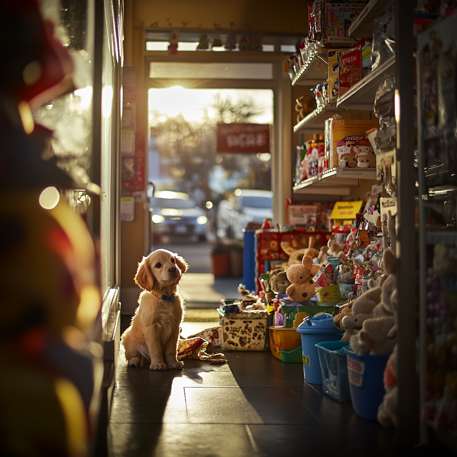 Golden Retriever Puppy in Toy Store