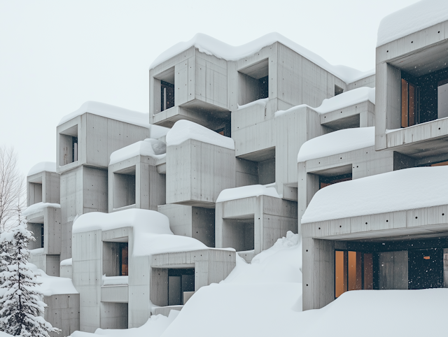 Modern Snow-Covered Architecture