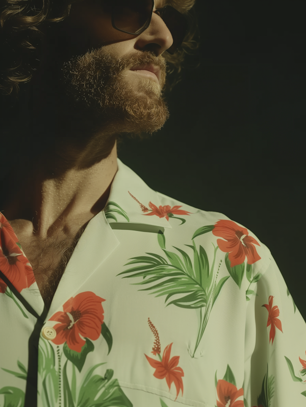 Thoughtful Man with Floral Shirt