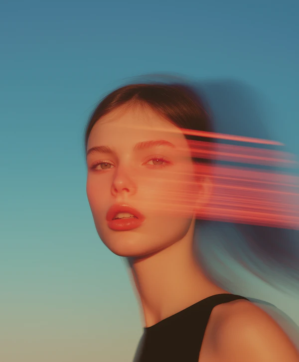 Serene Woman with Dynamic Light
