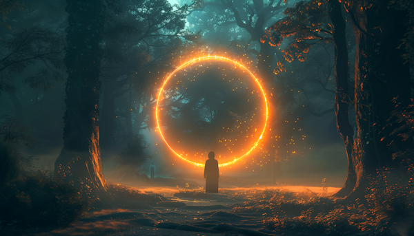Mystical Forest Scene with Glowing Circle