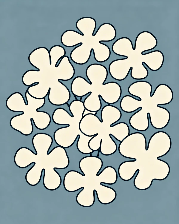 Cream Flowers on Blue
