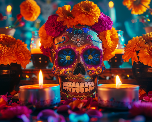 Dia de los Muertos Decorated Skull