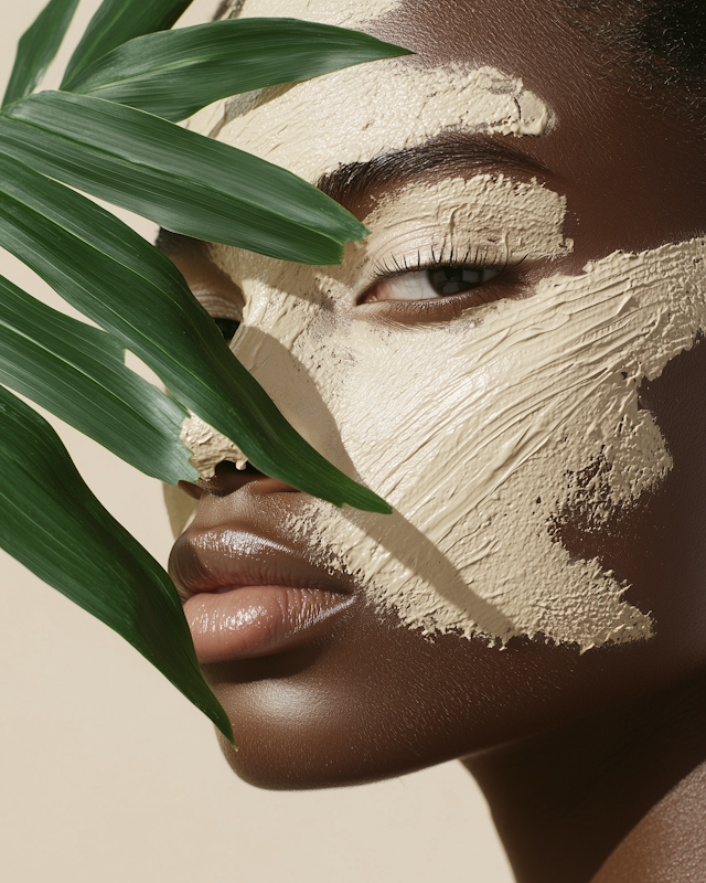 Clay Mask and Leaf Close-Up