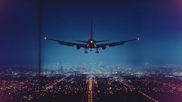 Airplane Landing at Night