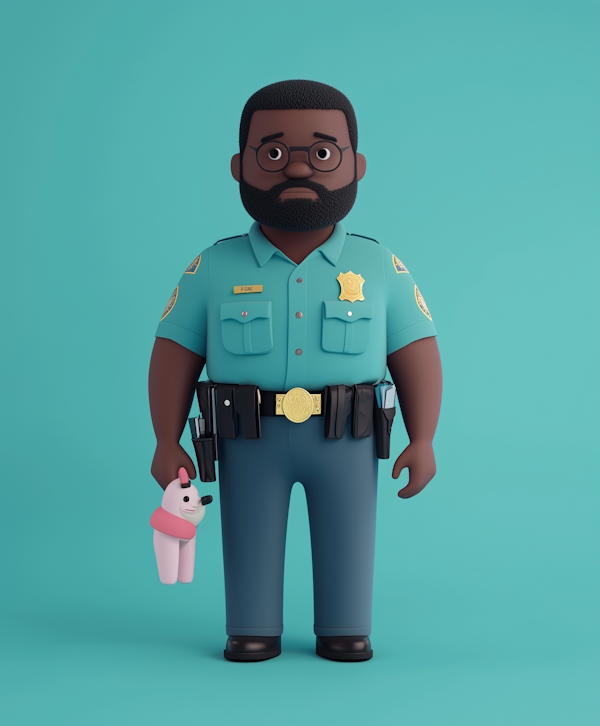 3D Police Officer with Cartoon Bunny