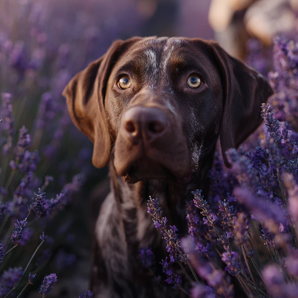 Dog in Lavender Field