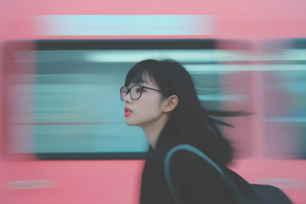 Profile of a Young Woman in Motion
