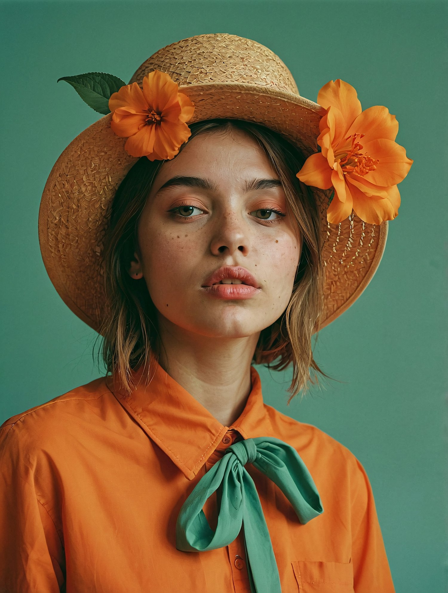 Portrait of a Woman with Straw Hat