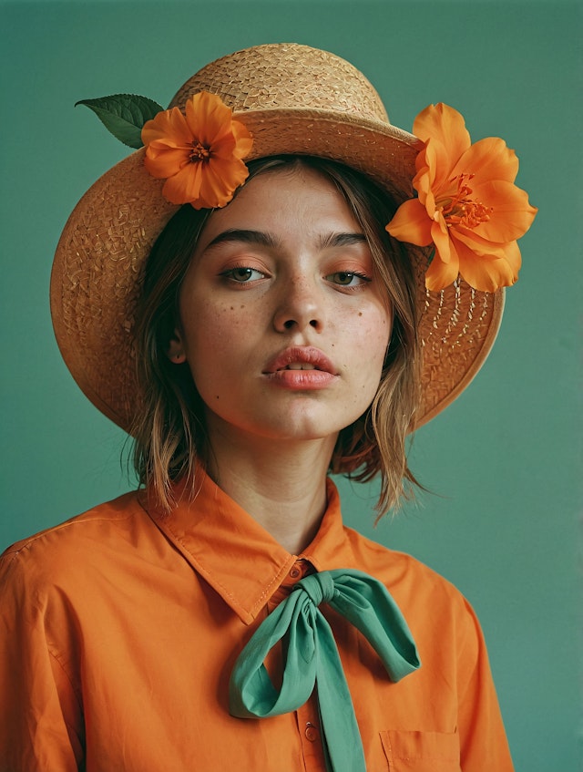 Portrait of a Woman with Straw Hat