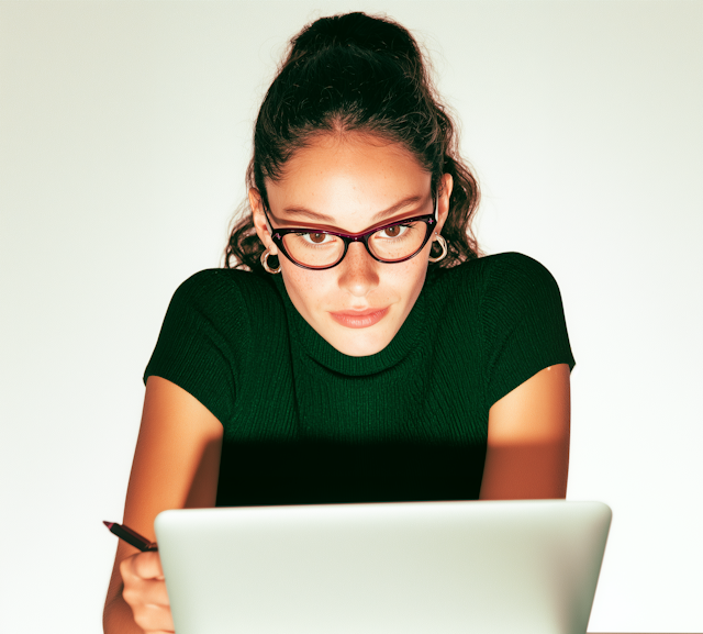 Focused Woman at Laptop