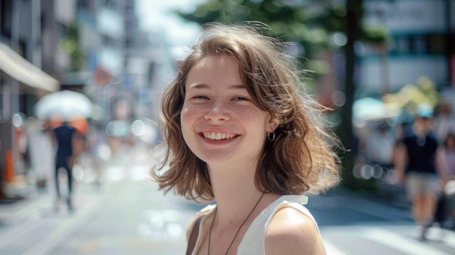 Joyful Young Woman in the City