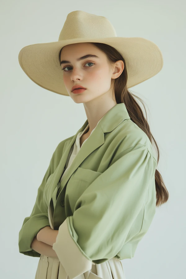 Serene Woman in Beige Hat