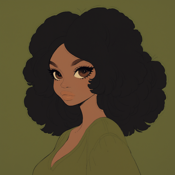 Stylized Woman with Curly Hair