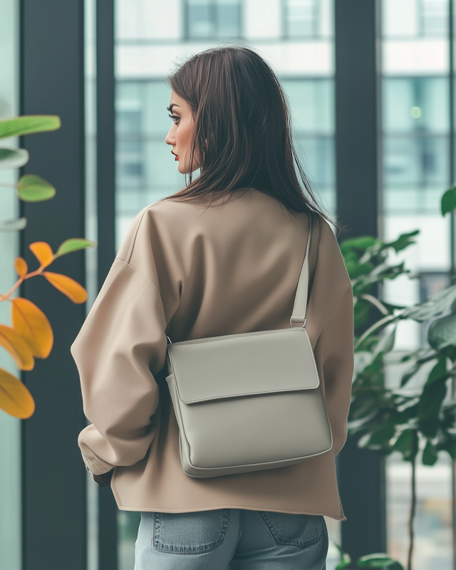 Contemplative Woman in Modern Setting