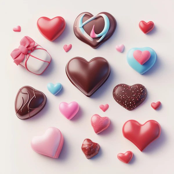 Heart-Shaped Chocolates and Candies