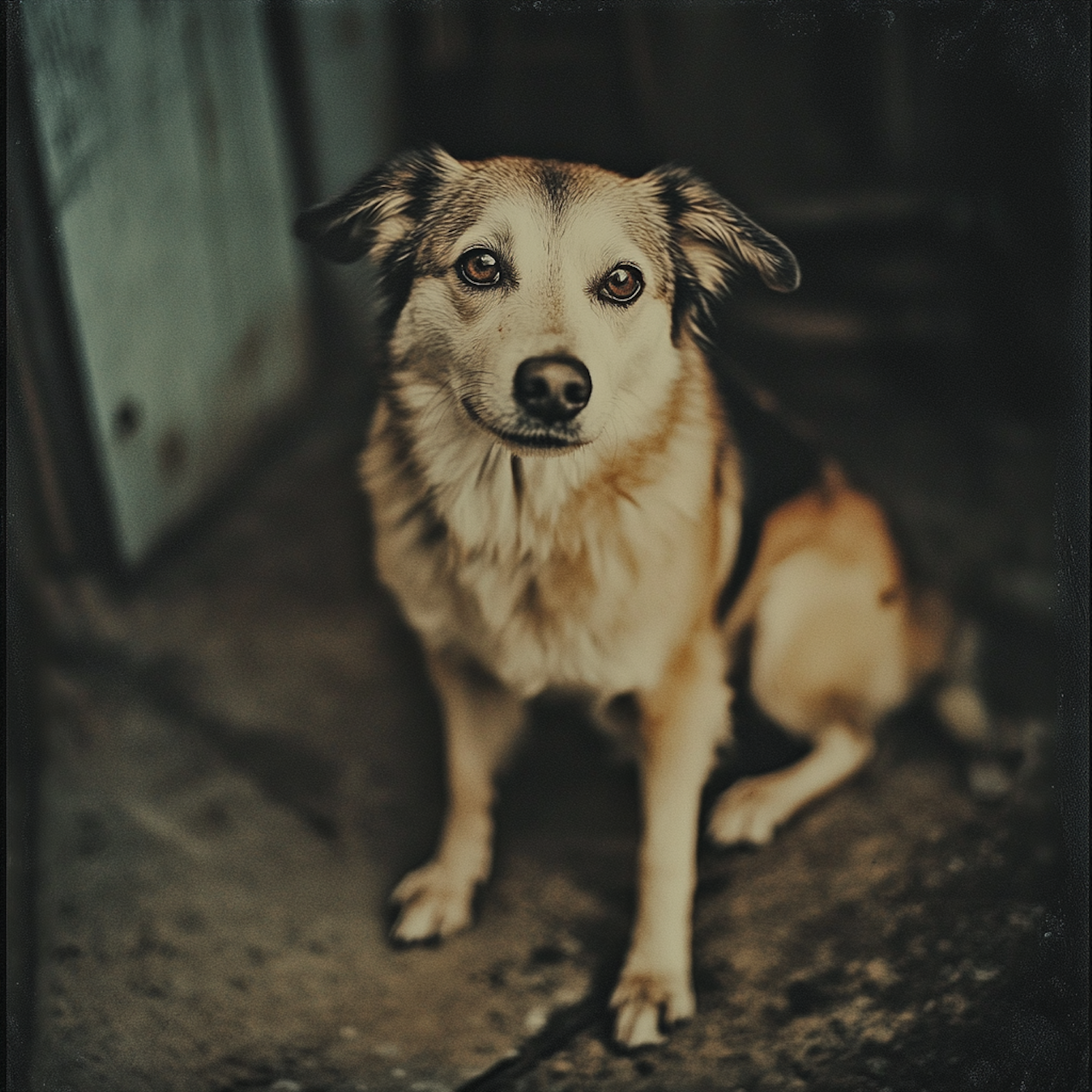 Dog on Textured Surface