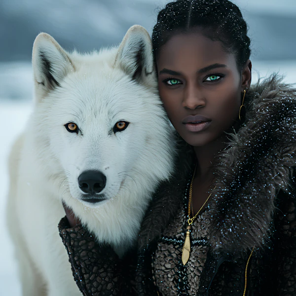 Woman and White Wolf