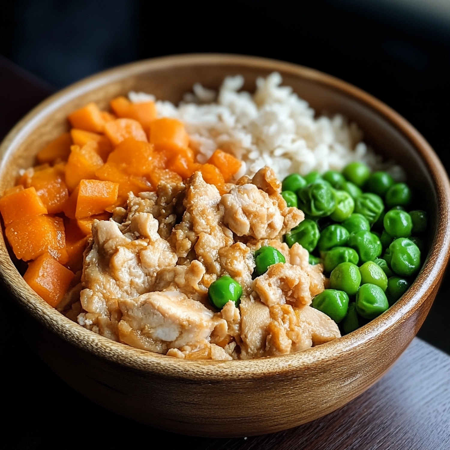 Colorful Balanced Meal in Wooden Bowl