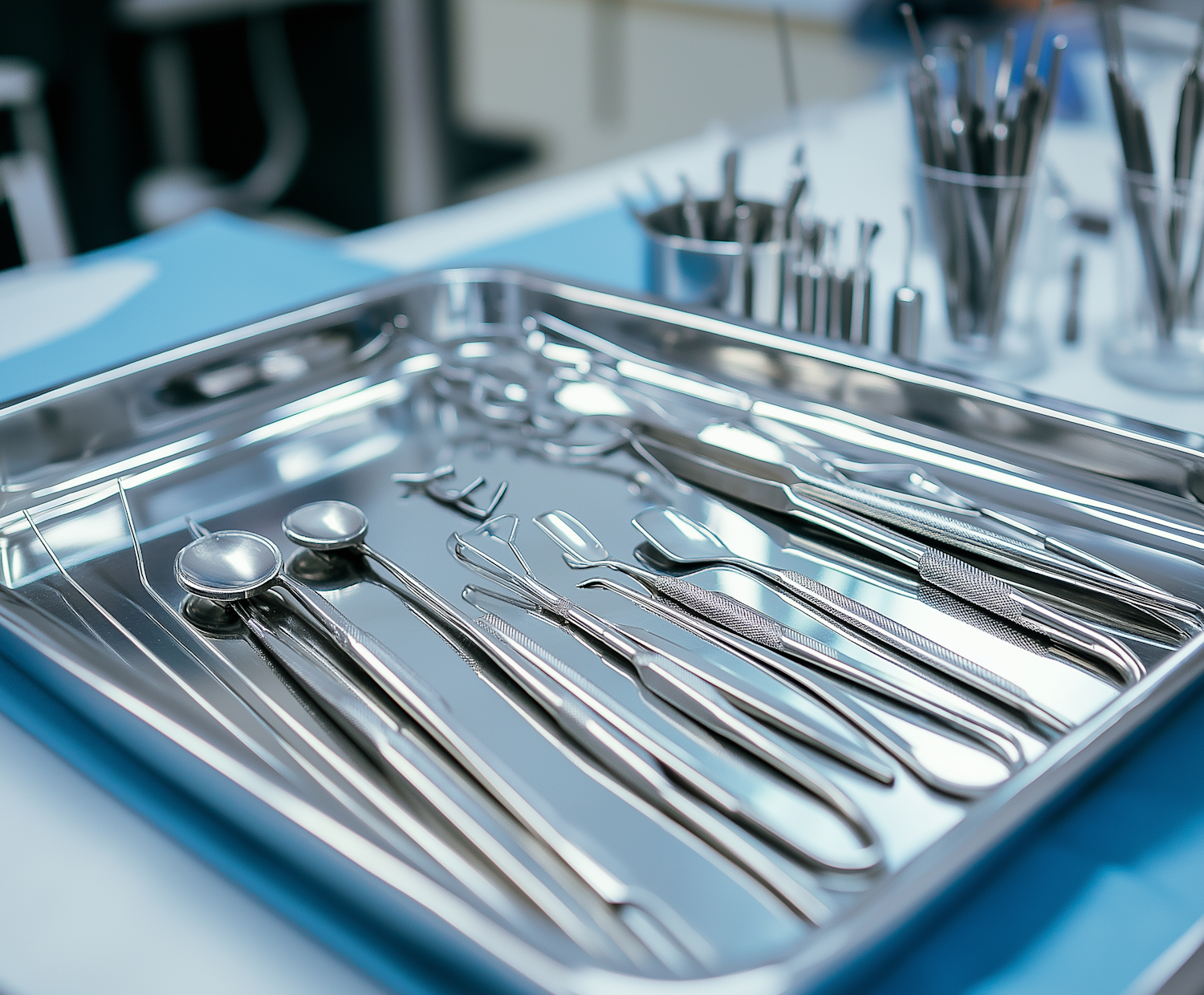 Surgical Instruments on Metallic Tray