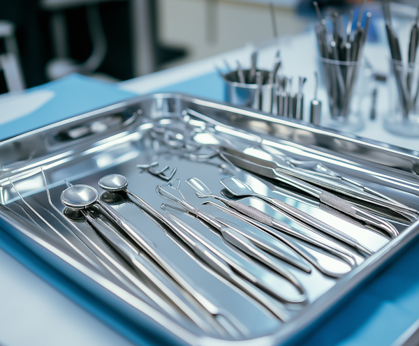 Surgical Instruments on Metallic Tray