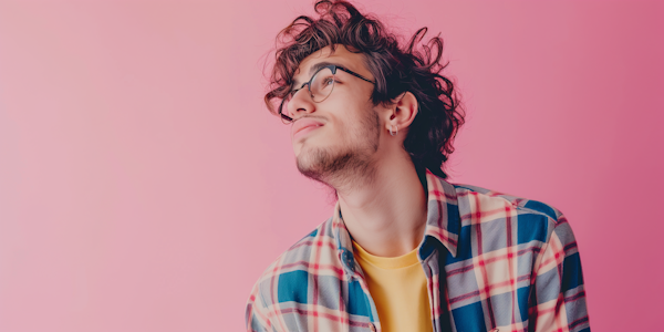 Contemplative Young Man with Glasses