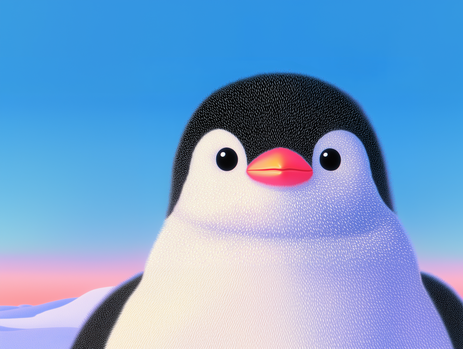 Animated Penguin in Serene Landscape