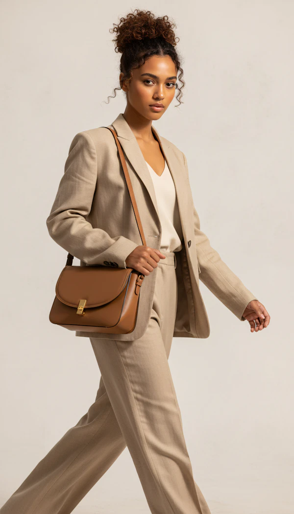 Confident Woman in Beige