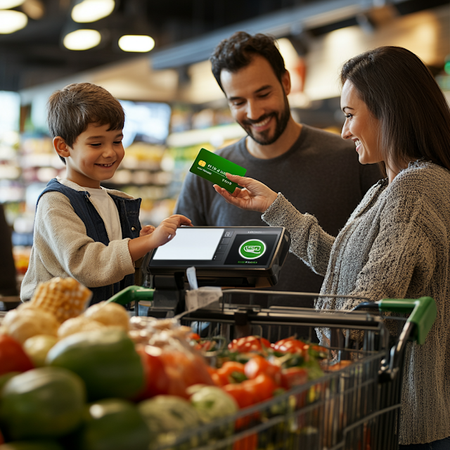 Family Moment at Grocery Checkout