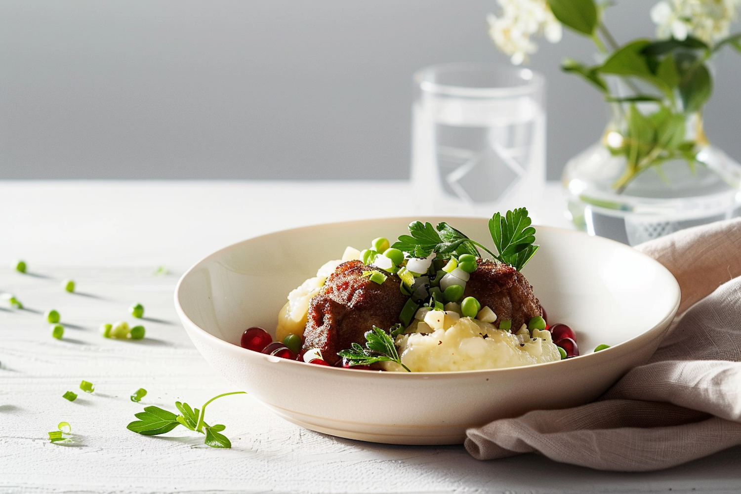 Elegant Meatball Dish Presentation