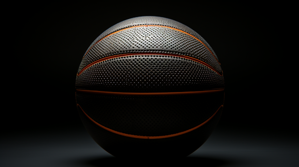 Dramatic Illuminated Basketball on Black Background