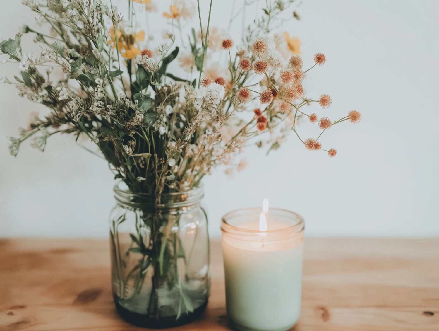 Wildflowers and Candle